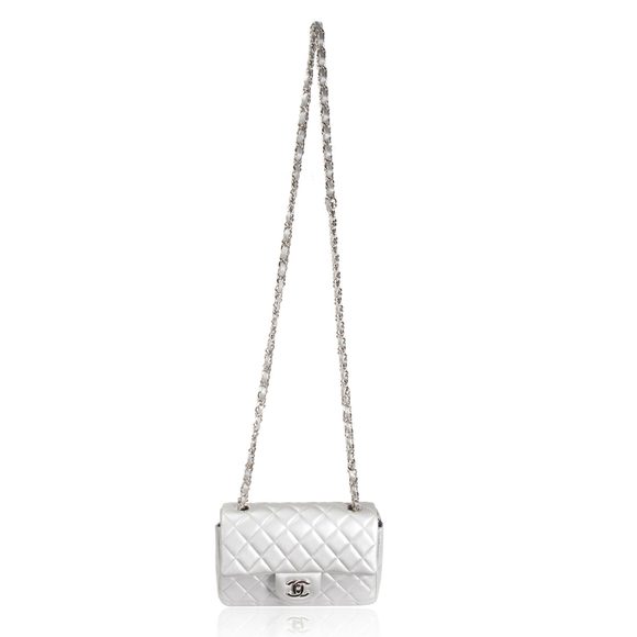 Chanel Silver Quilted Lambskin New Mini Classic Flap Bag - Picture 3 of 10